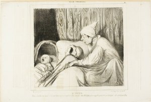 Sinn des Hörens. "- Wach auf Nini!... Ich rufe sie seit mehr als einer Stunde, und sie antwortet immer: ja Adolphe. Aber weder der Name des Kindes noch meiner ist Adolphe!", Platte 41 aus Pariser Typen