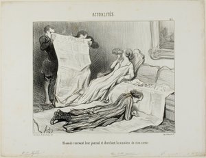 Abonnenten, die versuchen, mit ihrer Zeitung zurechtzukommen, Platte 115 aus Actualités
