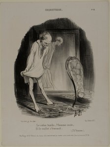 Das Baumwollkleid fällt, der Mann bleibt, und das Kalb verblasst (J.B. Rousseau), Tafel 10 aus Coquetterie von Honoré Victorin Daumier