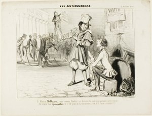 Die Gaukler. „- Oh Maître Bilboquet, wir haben es geschafft... diese Clowns werden uns die Show stehlen! Keine Sorge, Gringaillet, sie sind keine Konkurrenz, sie sind nur Komödianten!,“ aus Les Saltimbanques