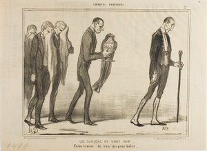 Der Kellner in schwarzen Anzügen. Beerdigung der Trinkgeldkasse, Platte 2 aus Croquis Parisiens
