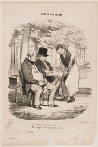 - Ist Ihr Wein wenigstens gut? - Mein Herr macht nie eine andere Sorte. von Honoré Daumier