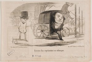 Ankunft eines Abgeordneten in einer Kutsche, die Schnecke genannt wird von Honoré Daumier