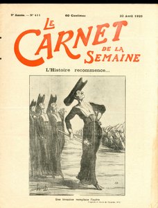 Cover von „Le Carnet de la semaine“, satirisch in Schwarz-Weiß