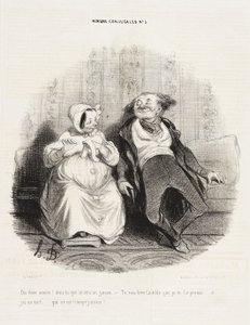 Sag mal, mein Schatz! Glaubst du, es wird ein Junge? von Honoré Daumier