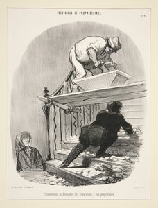 Unannehmlichkeit, den Vermieter um Reparaturen zu bitten, pl. 24 aus der Serie Locataires et propriétaire von Honoré Daumier
