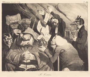 Die Versuchung, Parodie eines Gemäldes von Téniers
