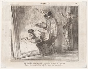 Die letzte Woche vor der Eröffnung des Gemäldesalons... (Aktuelles), aus Le Charivari von Honoré Daumier