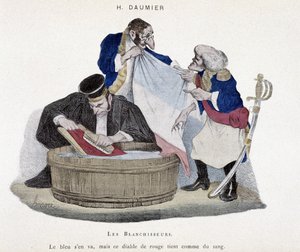Wäscherinnen: die französische Flagge - Karikatur von Honoré Daumier von Honoré Daumier