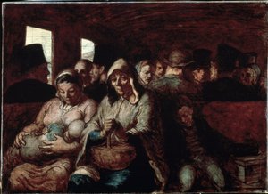 ""Der Waggon der dritten Klasse"" Zwei Mütter aus der Arbeiterklasse in einem Zug mit ihren Kindern. Gemälde von Honore Daumier (1808-1879) 1862-1864 Museum of Fine Arts, Ottawa, Kanada von Honoré Daumier