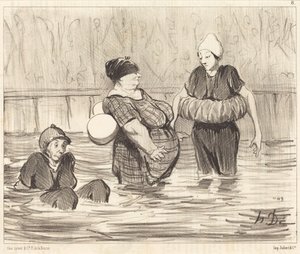 Die vorsichtigen Badenden von Honoré Daumier