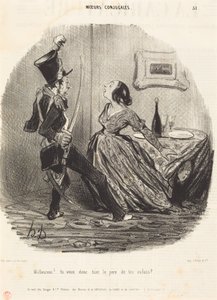 Unglücklicher! Willst du also den Vater deiner Kinder töten? von Honoré Daumier
