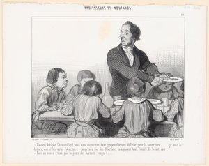 Monsieur Adolphe Chamouillard, Sie werden sich also beim Essen immerfort schwierig zeigen.... Ich sage Ihnen, Sie sind nichts als ein Sybarit.... Lernen Sie, dass die Spartaner das ganze Jahr über schwarze Suppe aßen.... - Aber zumindest war es von Honoré Daumier