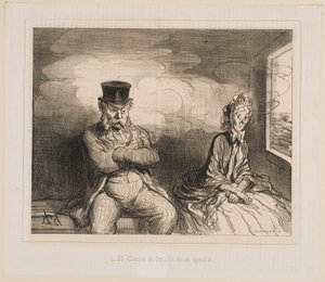 Im Zug... Ein angenehmer Begleiter von Honoré Daumier