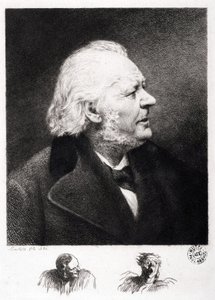 Porträt von Honore Daumier (1808-1879), französischer Graveur, Maler und Bildhauer. Gravur von Sohn Boulard