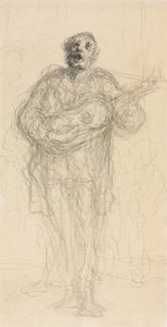 Singender Gitarrist (recto) von Honoré Daumier