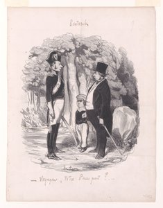 Reisender, Ihr Pass?, aus „Pastoralen (Romanze des Landlebens)“ von Honoré Daumier