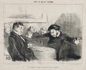 Ein Komitee hört der Lesung einer Tragödie zu von Honoré Daumier