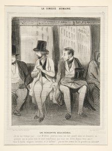 Eine unangenehme Begegnung, aus La Comédie Humaine von Honoré Daumier