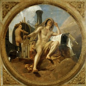 Der Genius des Dampfes auf der Erde (Deckenmalerei, Salle des Pas perdus, 1839-1847) von Emile Jean Horace Vernet