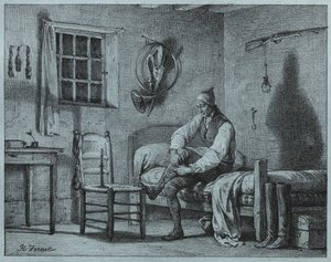 Der Diener von Limier erhebt sich aus dem Bett von Emile Jean Horace Vernet