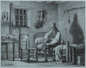 Der Diener von Limier erhebt sich aus dem Bett, um 1818 von Emile Jean Horace Vernet