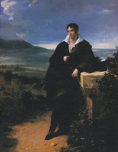 Porträt von Camille de Tournon in voller Länge in der römischen Landschaft