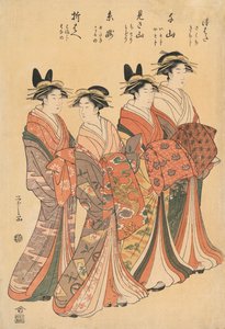 Vier Kurtisanen von Hosoda Eishi