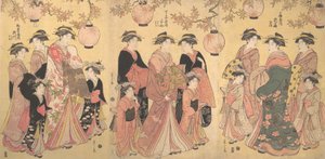 Die Yoshiwara-Parade im Herbst von Hosoda Eishi