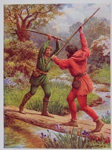 Der Kampf zwischen Robin Hood und Little John, Illustration aus 