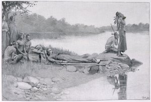 Der Tod des Indianerhäuptlings Alexander, Bruder von König Philip, Illustration aus 