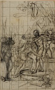 Vergrößerte Studie für eine Illustration in Tacitus "Tibère, ou Les Six Premiers Livres des Annales", Buch 1, Bd. 1 von Hubert Francois Gravelot