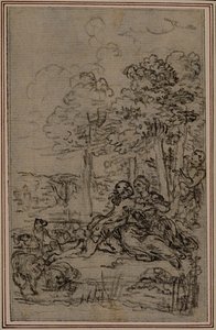 Studie für Vignette in Fontenelles (zugeschrieben) "Les Amours de Mirtil", Canto IV von Hubert Francois Gravelot