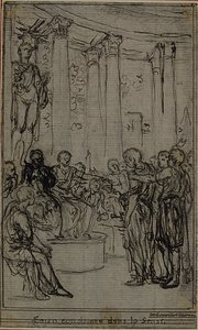 Studie für eine Illustration in Tacitus "Tibère, ou Les Six Premiers Livres des Annales", Buch V, Bd. 3, 1. Studie von Hubert Francois Gravelot