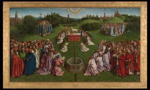 Die Anbetung des mystischen Lammes, aus dem Genter Altar, untere Hälfte des zentralen Panels von Hubert & Jan van (1390 1441) Eyck