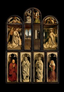 Außenansicht der linken und rechten Panels des Genter Altars von Hubert & Jan van (1390 1441) Eyck
