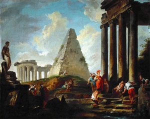 Alexander der Große vor dem Grab von Achilles von Hubert Robert