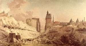 Abriss der Häuser auf der Pont au Change von Hubert Robert