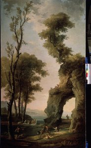 Landschaft mit Wäscherinnen am Fluss