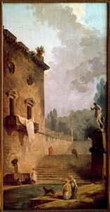 Ruinen eines Portikus mit Waschraum von Hubert Robert