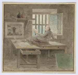 Selbstporträt im Gefängnis Saint-Lazare von Hubert Robert
