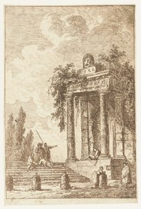 Treppe mit den vier Grenzpfosten von Hubert Robert