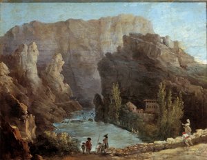 Ansicht des Brunnens Vaucluse von Hubert Robert