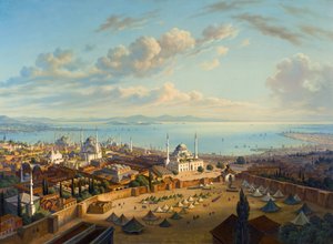 Blick auf Konstantinopel vom Seraskerturm (Bayezid oder Seraskier) von Hubert Sattler