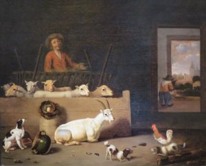 Bauer und Falt im Viehstall von Hubert van Ravesteyn
