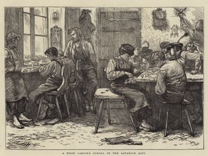 Eine Holzschnitzschule in den Bayerischen Alpen von Hubert von Herkomer