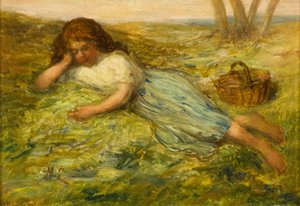 Mädchen und Korb, 19. Jahrhundert von Hugh Cameron