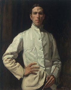 Selbstporträt im weißen Jackett von Hugh Ramsay