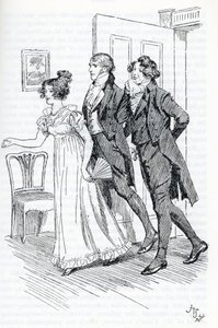 Emma lädt Mr. Elton ein, das Porträt von Harriett zu bewundern von Hugh Thomson