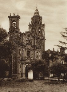 Mexiko: Kirche San Francisco, Vorderansicht von Hugo Brehme